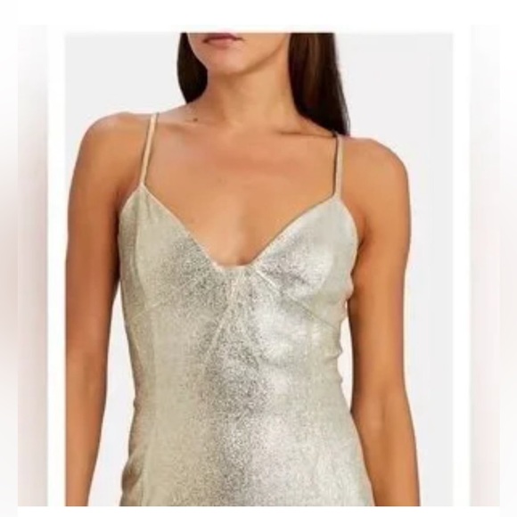 Paco Rabanne Gold Spaghetti Strap Slip Dress - Picture 3 of 11